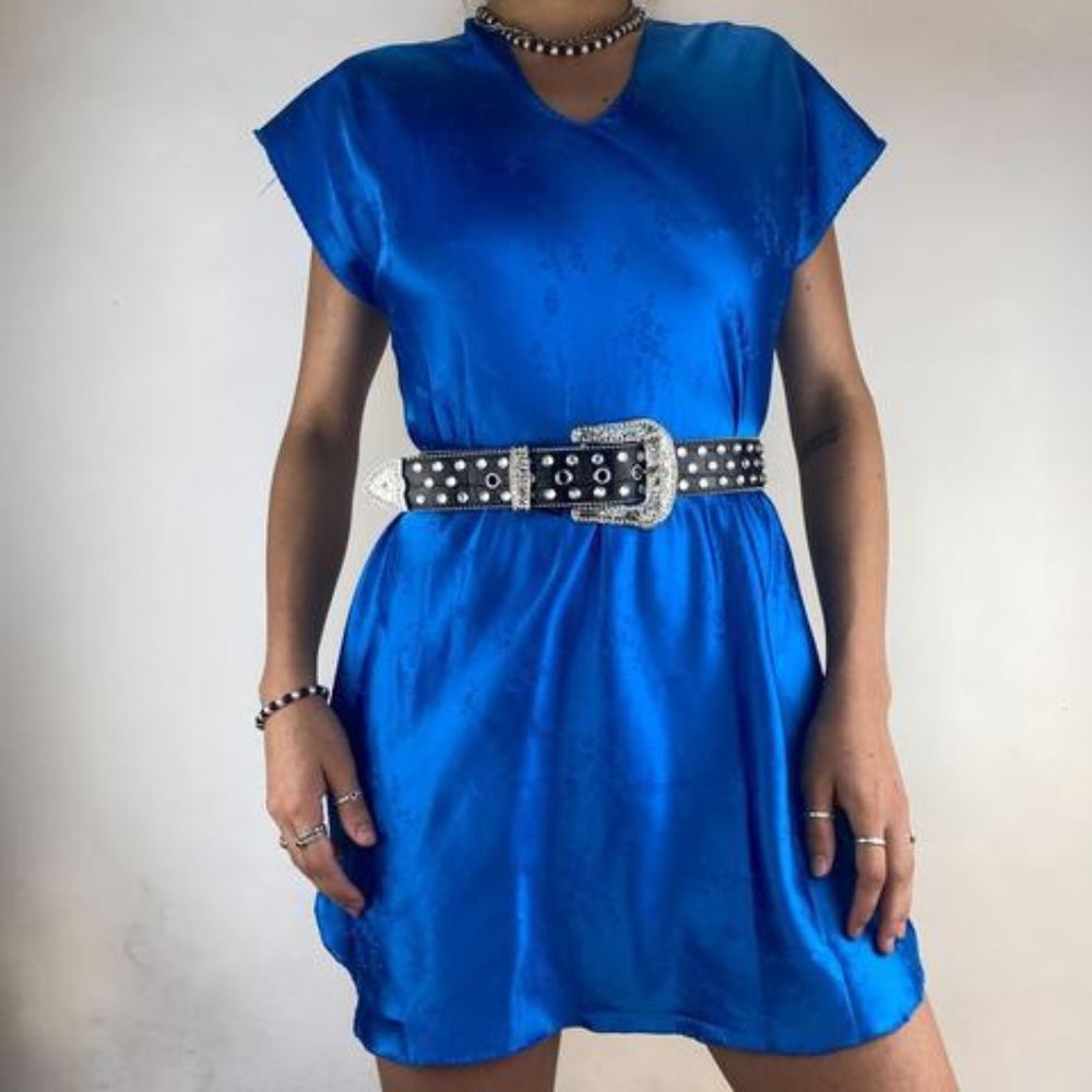 vintage cobalt blue slip dress